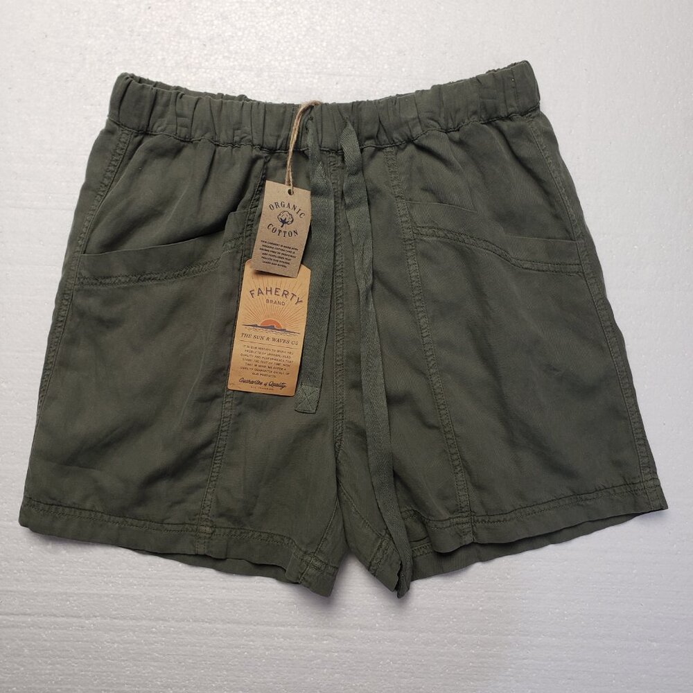 Faherty Women's Linen & Organic Cotton Topanga Drape Shorts in Thyme size XS NWT - Picture 4 of 9